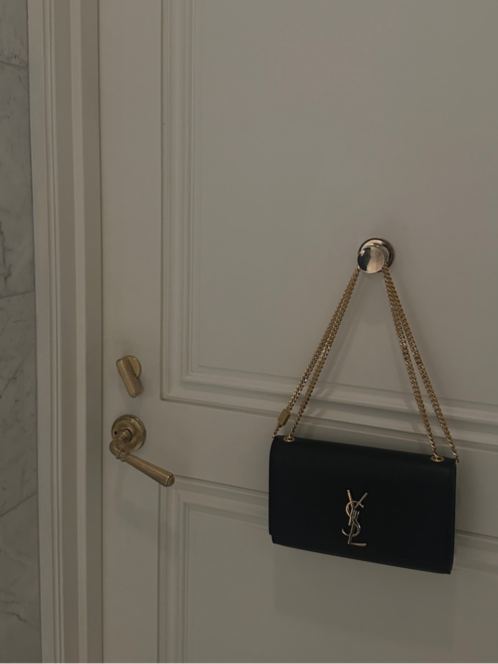 Saint Laurent Black Leather Shoulder Bag with Gold Chain: YSL Kate Medium